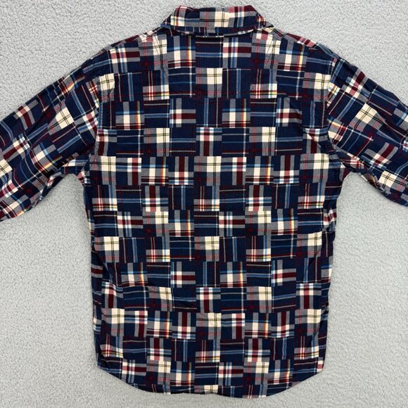 Uniqlo Shirt Men Extra Small XS Navy Blue Plaid Flannel Patchwork Button Up Polo - Picture 3 of 10
